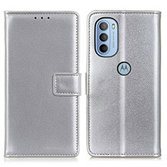 Funda de Cuero Cartera con Soporte Carcasa A08D para Motorola Moto G41 Plata