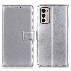 Funda de Cuero Cartera con Soporte Carcasa A08D para Motorola Moto G42 Plata