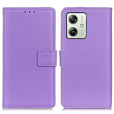 Funda de Cuero Cartera con Soporte Carcasa A08D para Motorola Moto G54 5G Morado