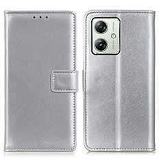 Funda de Cuero Cartera con Soporte Carcasa A08D para Motorola Moto G54 5G Plata