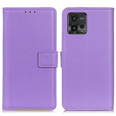 Funda de Cuero Cartera con Soporte Carcasa A08D para Motorola Moto G72 Morado