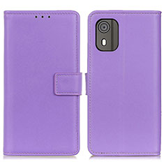 Funda de Cuero Cartera con Soporte Carcasa A08D para Nokia C02 Morado