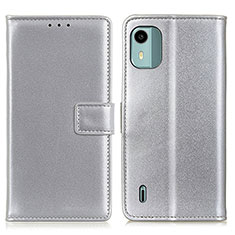 Funda de Cuero Cartera con Soporte Carcasa A08D para Nokia C12 Plus Plata