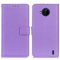 Funda de Cuero Cartera con Soporte Carcasa A08D para Nokia C20 Plus Morado