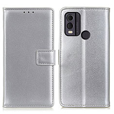 Funda de Cuero Cartera con Soporte Carcasa A08D para Nokia C22 Plata