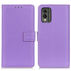 Funda de Cuero Cartera con Soporte Carcasa A08D para Nokia C32 Morado