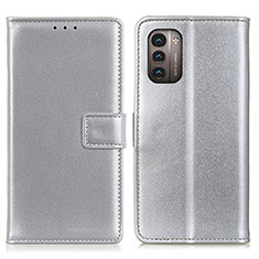 Funda de Cuero Cartera con Soporte Carcasa A08D para Nokia G21 Plata