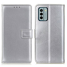 Funda de Cuero Cartera con Soporte Carcasa A08D para Nokia G22 Plata