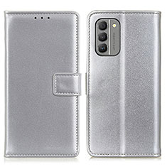 Funda de Cuero Cartera con Soporte Carcasa A08D para Nokia G400 5G Plata