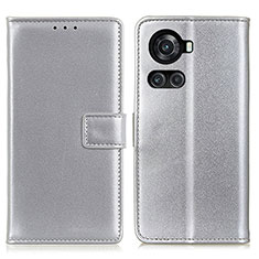 Funda de Cuero Cartera con Soporte Carcasa A08D para OnePlus 10R 5G Plata