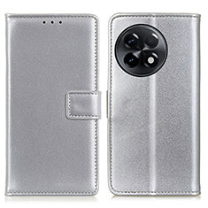 Funda de Cuero Cartera con Soporte Carcasa A08D para OnePlus 11R 5G Plata