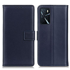 Funda de Cuero Cartera con Soporte Carcasa A08D para Oppo A16 Azul