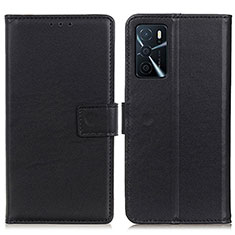 Funda de Cuero Cartera con Soporte Carcasa A08D para Oppo A16 Negro