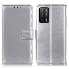 Funda de Cuero Cartera con Soporte Carcasa A08D para Oppo A53s 5G Plata