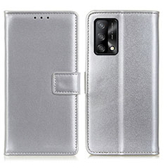 Funda de Cuero Cartera con Soporte Carcasa A08D para Oppo A95 4G Plata