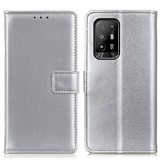 Funda de Cuero Cartera con Soporte Carcasa A08D para Oppo A95 5G Plata