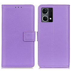 Funda de Cuero Cartera con Soporte Carcasa A08D para Oppo F21 Pro 4G Morado