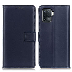 Funda de Cuero Cartera con Soporte Carcasa A08D para Oppo Reno5 F Azul