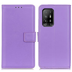 Funda de Cuero Cartera con Soporte Carcasa A08D para Oppo Reno5 Z 5G Morado