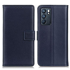 Funda de Cuero Cartera con Soporte Carcasa A08D para Oppo Reno6 5G Azul