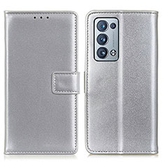 Funda de Cuero Cartera con Soporte Carcasa A08D para Oppo Reno6 Pro 5G Plata