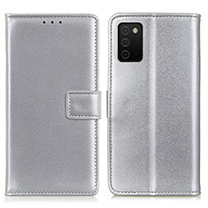 Funda de Cuero Cartera con Soporte Carcasa A08D para Samsung Galaxy A03s Plata