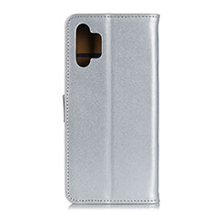 Funda de Cuero Cartera con Soporte Carcasa A08D para Samsung Galaxy A32 4G Plata