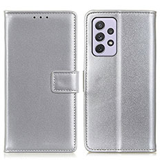 Funda de Cuero Cartera con Soporte Carcasa A08D para Samsung Galaxy A73 5G Plata