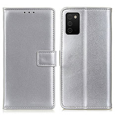 Funda de Cuero Cartera con Soporte Carcasa A08D para Samsung Galaxy F02S SM-E025F Plata