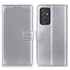 Funda de Cuero Cartera con Soporte Carcasa A08D para Samsung Galaxy Quantum4 5G Plata