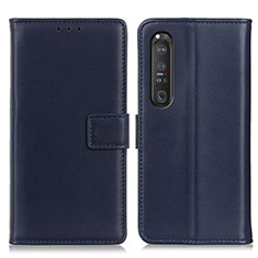 Funda de Cuero Cartera con Soporte Carcasa A08D para Sony Xperia 1 III Azul