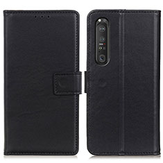 Funda de Cuero Cartera con Soporte Carcasa A08D para Sony Xperia 1 III Negro