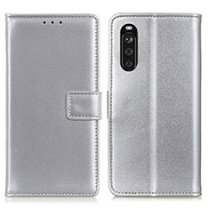 Funda de Cuero Cartera con Soporte Carcasa A08D para Sony Xperia 10 III Lite Plata