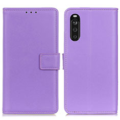 Funda de Cuero Cartera con Soporte Carcasa A08D para Sony Xperia 10 III SO-52B Morado