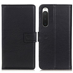 Funda de Cuero Cartera con Soporte Carcasa A08D para Sony Xperia 10 IV Negro