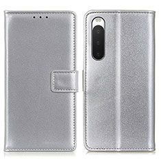 Funda de Cuero Cartera con Soporte Carcasa A08D para Sony Xperia 10 IV Plata