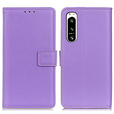 Funda de Cuero Cartera con Soporte Carcasa A08D para Sony Xperia 5 IV Morado