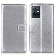 Funda de Cuero Cartera con Soporte Carcasa A08D para Vivo T1 5G India Plata