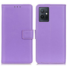 Funda de Cuero Cartera con Soporte Carcasa A08D para Vivo Y30 5G Morado