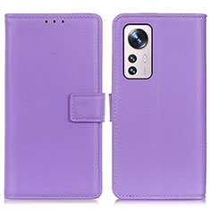 Funda de Cuero Cartera con Soporte Carcasa A08D para Xiaomi Mi 12 Pro 5G Morado