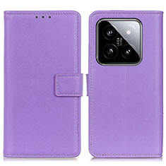 Funda de Cuero Cartera con Soporte Carcasa A08D para Xiaomi Mi 14 5G Morado