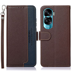 Funda de Cuero Cartera con Soporte Carcasa A09D para Huawei Honor 90 Lite 5G Marron