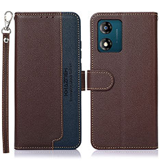 Funda de Cuero Cartera con Soporte Carcasa A09D para Motorola Moto E13 Marron