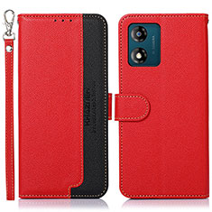 Funda de Cuero Cartera con Soporte Carcasa A09D para Motorola Moto E13 Rojo