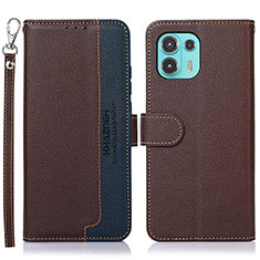 Funda de Cuero Cartera con Soporte Carcasa A09D para Motorola Moto Edge 20 Lite 5G Marron