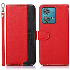 Funda de Cuero Cartera con Soporte Carcasa A09D para Motorola Moto Edge 40 Neo 5G Rojo