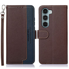 Funda de Cuero Cartera con Soporte Carcasa A09D para Motorola Moto G200 5G Marron