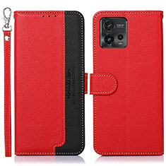 Funda de Cuero Cartera con Soporte Carcasa A09D para Motorola Moto G72 Rojo