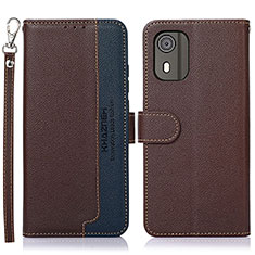 Funda de Cuero Cartera con Soporte Carcasa A09D para Nokia C02 Marron