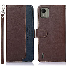 Funda de Cuero Cartera con Soporte Carcasa A09D para Nokia C110 Marron